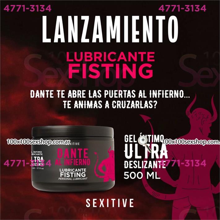 Lubricante fisting ultradeslizante Dante al Infierno 500 ml.